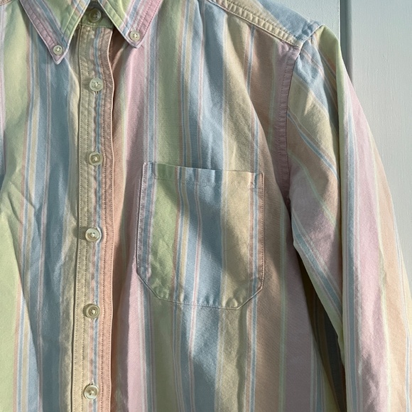 LL Bean Vintagr Oxford Button Down Shirt, Pastel Stripe, S Petite - Picture 3 of 9